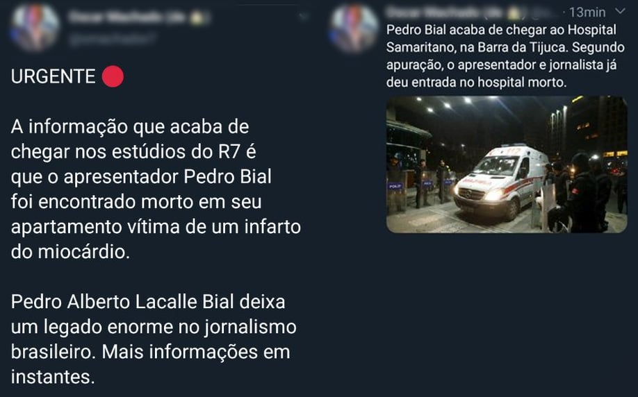Pedro Bial teve sua morte anunciada nas redes sociais (Foto: Reprodução)