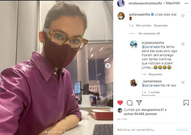 Renata Vasconcellos foi chamada de mentirosa (Foto: Reprodução/Instagram)