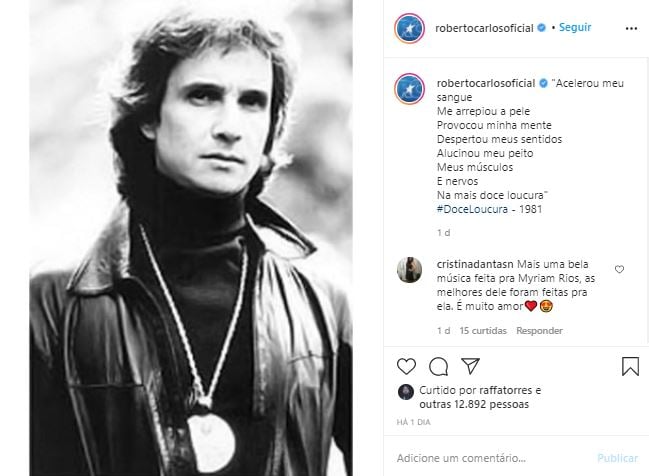 Roberto Carlos foi casado com Myrian Rios por 11 anos (Foto: Reprodução/Instagram)