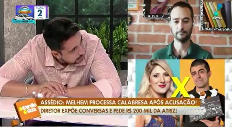 Thiago Rocha abaixou cabeça na bancada ao ouvir áudio de Dani Calabresa (Foto: Reprodução/RedeTV!)