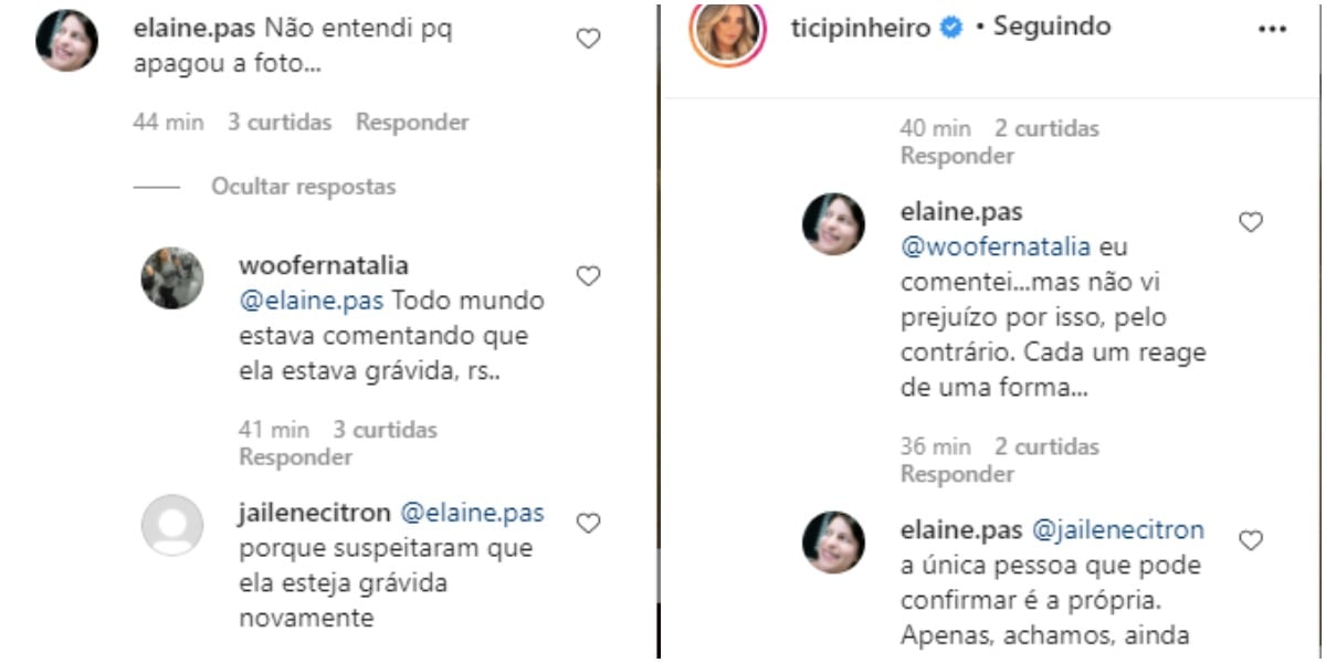 Ticiane Pinheiro apaga foto após fãs especularem gravidez e posta outra no lugar (Foto: Reprodução)