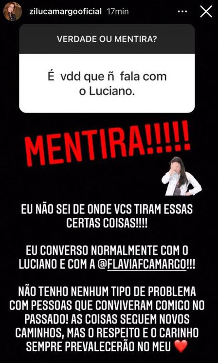 Zilu Godói resolveu falar de sua relação com Luciano Camargo, irmão de Zezé (Foto: Reprodução/ Instagram)