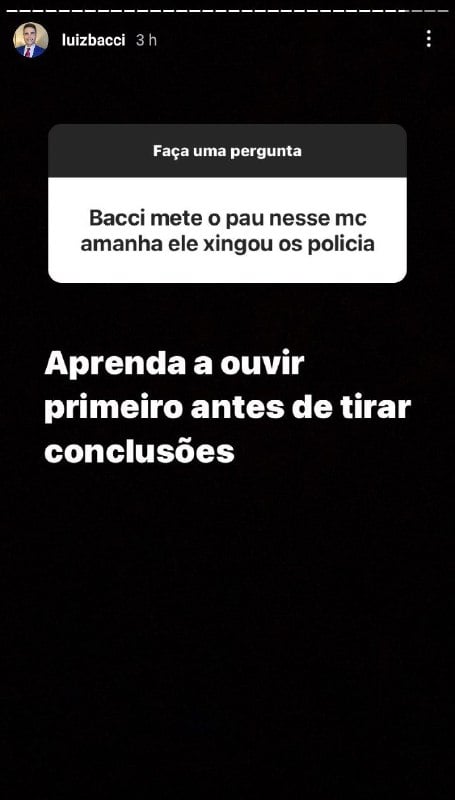 Apresentador falou da polêmica da prisão de um MC 