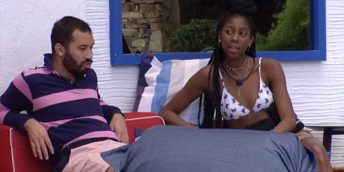 Camila de Lucas em conversa com Gilberto no BBB21 (Foto: Reprodução)