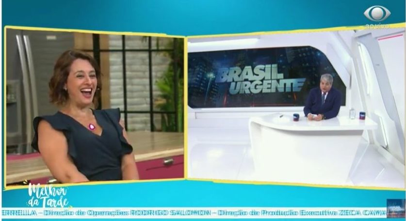 Datena e Cátia Fonseca (Foto: Reprodução / Band)