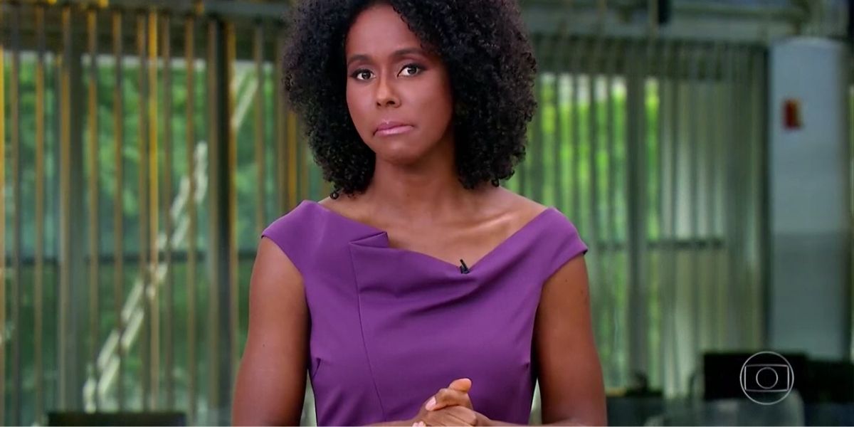 <strong>Maju Coutinho durante o Jornal Hoje desta quinta-feira (18) (Foto: Reprodução / Globo)</strong>