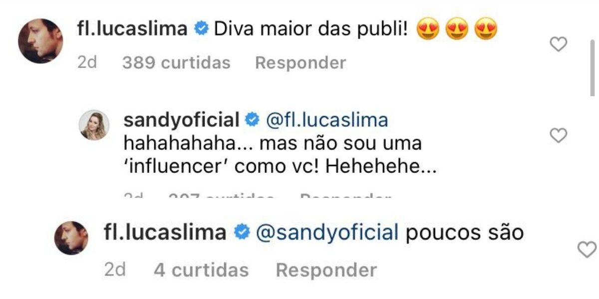 Sandy e Lucas Lima nas redes sociais (Foto: Reprodução / Instagram)