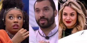 Lumena, Gilberto e Sarah no BBB21 (Foto: Reprodução / Globo)