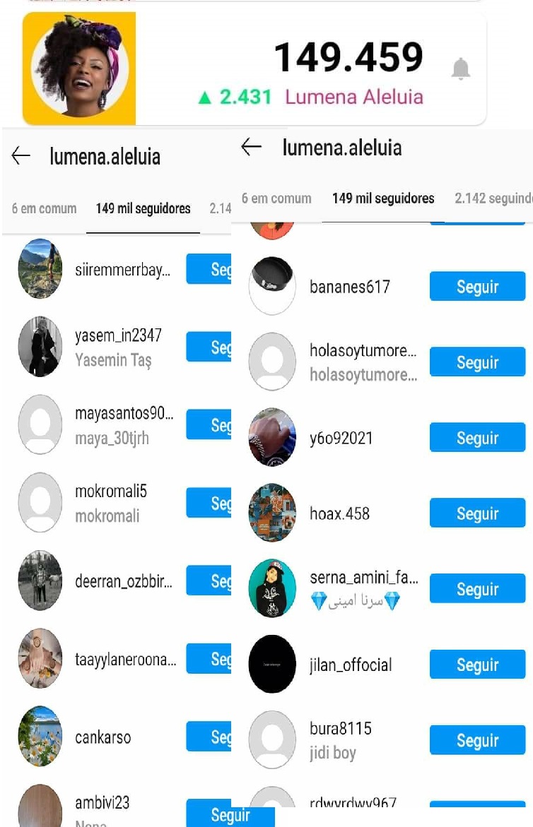 Público percebe aumento de seguidores de Lumena e nota que são contas falsas (Foto: Reprodução)