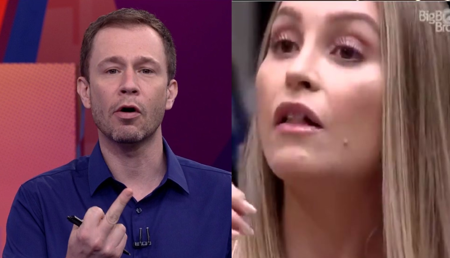 Tiago Leifert e Carol Diaz (Foto: Reprodução) BBB21
