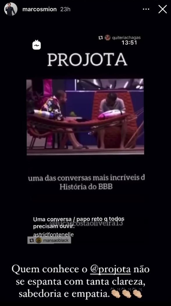Marcos Mion divulgou BBB21 em suas redes sociais
