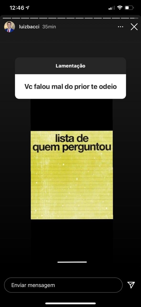 Luiz Bacci foi detonado por fãs de Felipe Prior (Foto: Reprodução/Instagram)