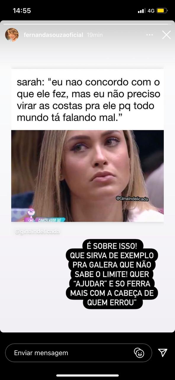 Fernanda Souza fala sobre polêmicas envolvendo BBB21 (Reprodução)