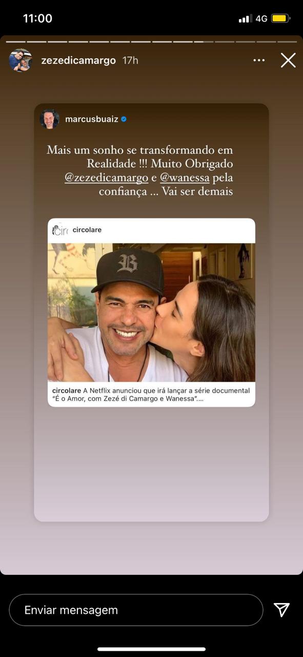 Marido de Wanessa agradece carinho de cantor (Reprodução) 