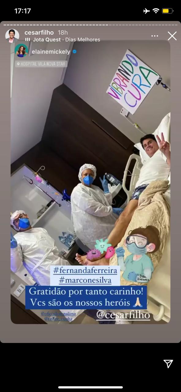 César Filho aparece em cama de hospital (Foto: Reprodução / Instagram) César Filho aparece em cama de hospital (Foto: Reprodução / Instagram)