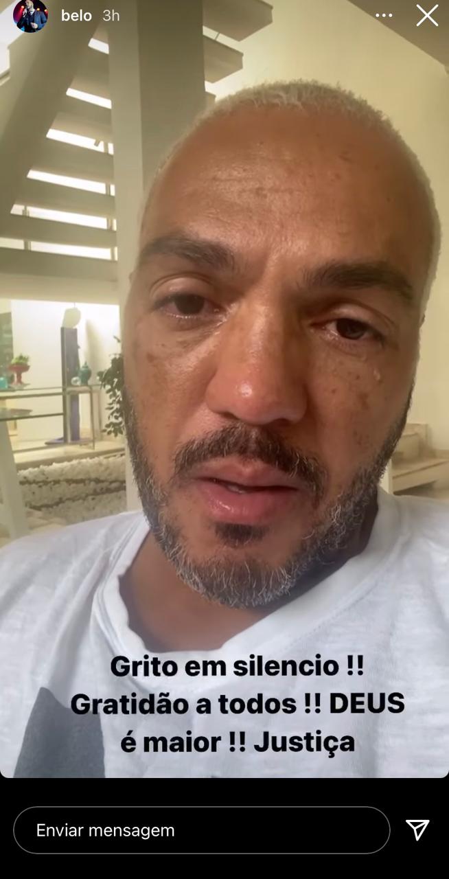 Belo apareceu chorando em seu Instagram, após ser preso (Foto: Reprodução / Instagram)
