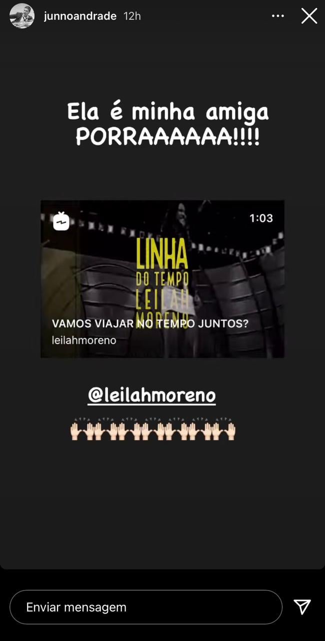 Junno Andrade nos stories do Instagram (Foto: Reprodução / Instagram)