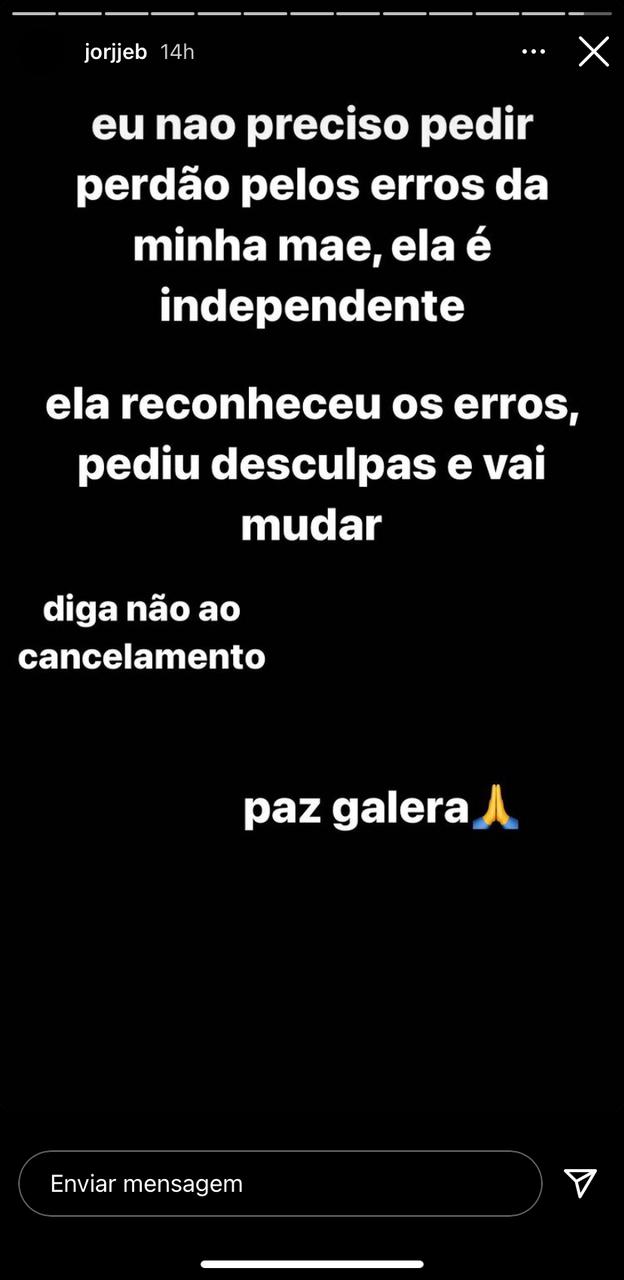 Filho de Karol Conka faz apelo após rejeição da cantora no BBB21 (Foto: Reprodução / Instagram)
