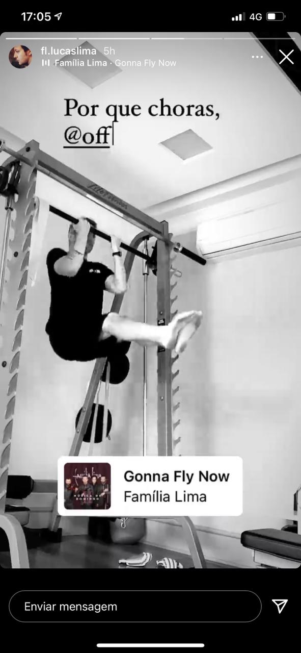 Lucas Lima malhando via stories do Instagram (Foto: Reprodução)