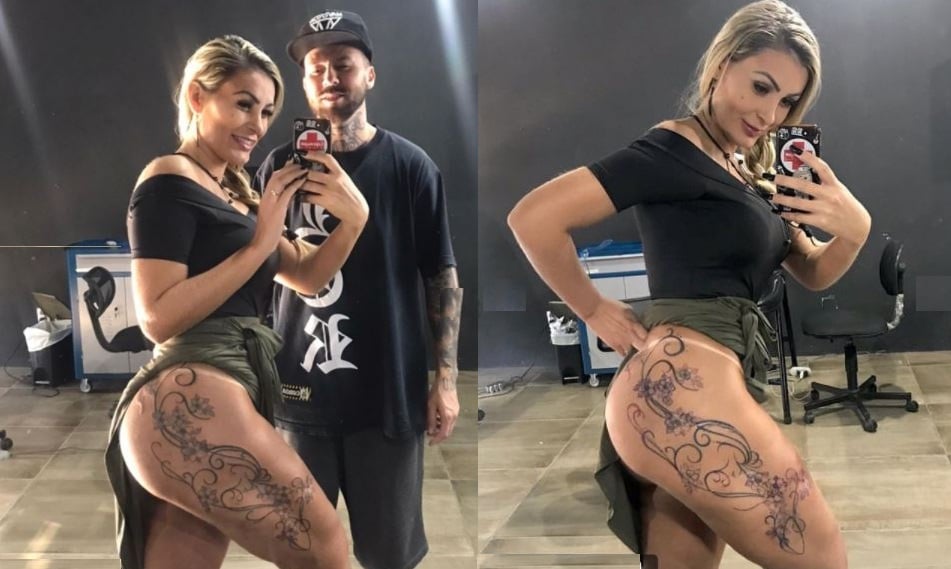 Andressa Urach arrumou tatuagem na perna (Foto: Reprodução)