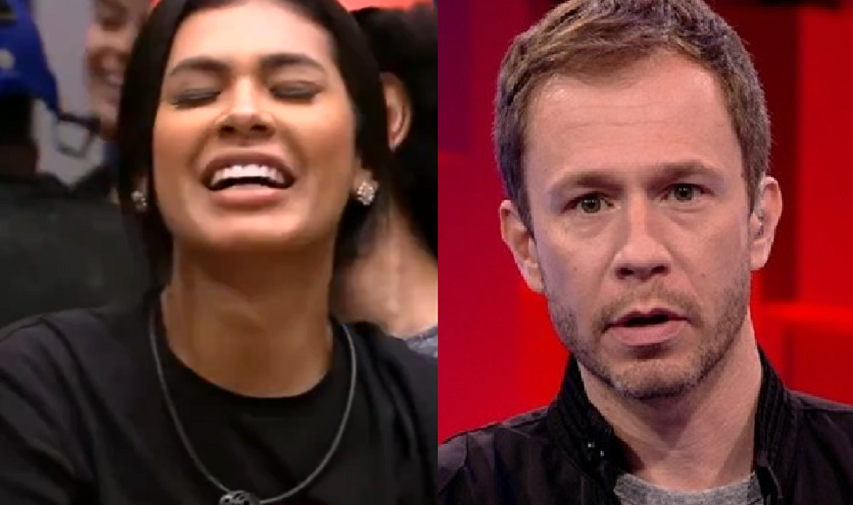 Pocah se atrasou no BBB21 e Tiago Leifert fez questão de falar (Foto: Reprodução)