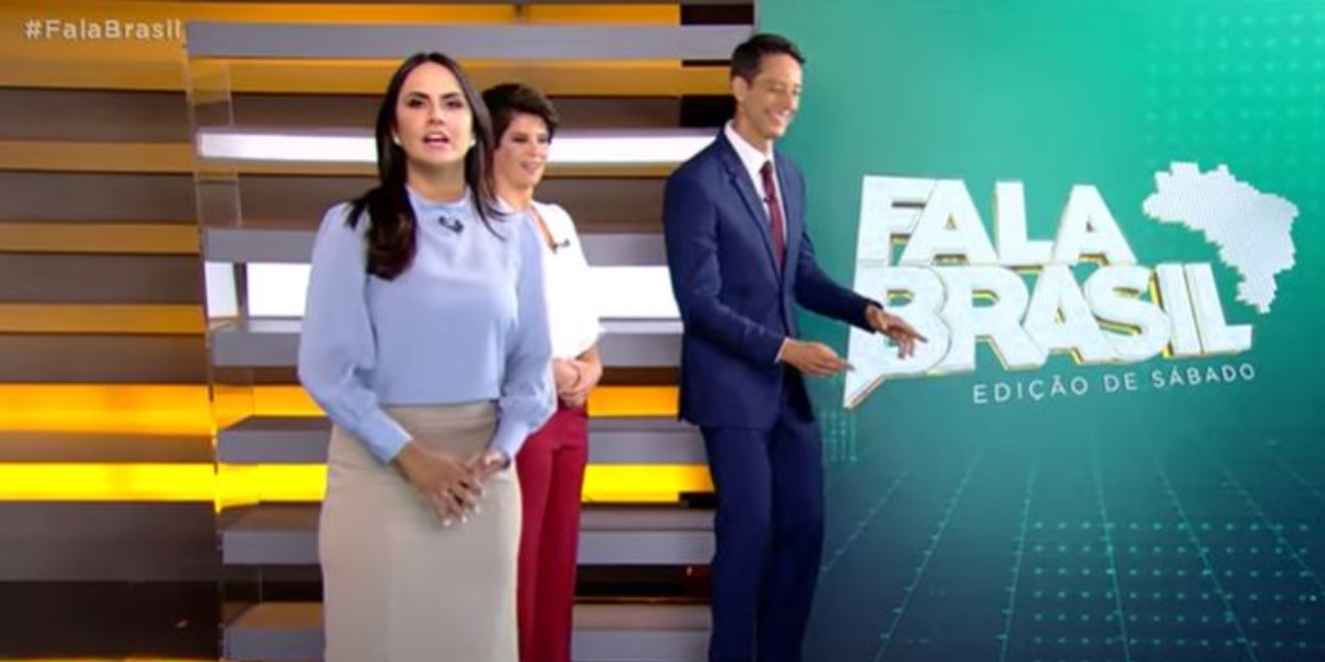 Carla Cecato passou o bastão para Mariana Godoy e Sergio Aguiar no "Fala Brasil" (Foto: Reprodução/Record)