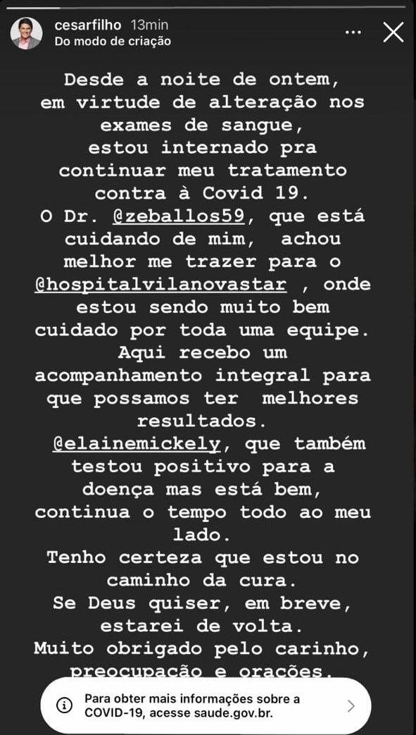 Apresentador fez pronunciamento em suas redes sociais