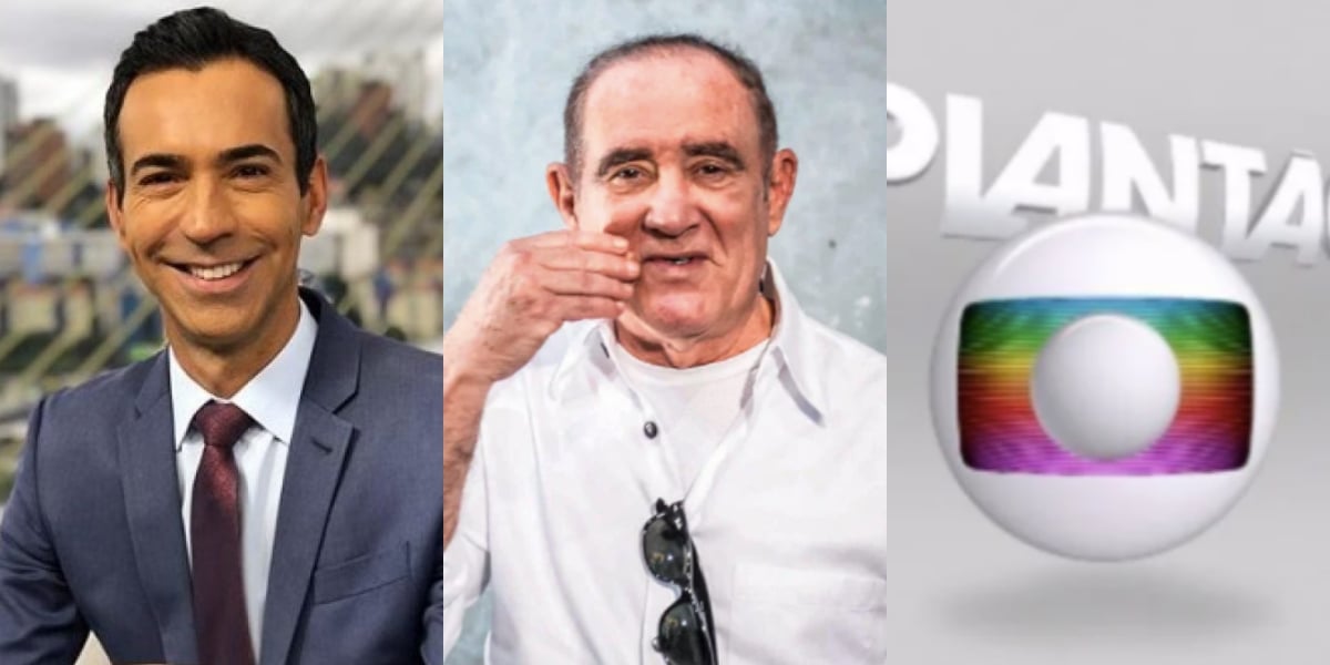 César Tralli, Renato Aragão, o Didi e plantão da Globo confirma sequestro no SBT (Reprodução) 