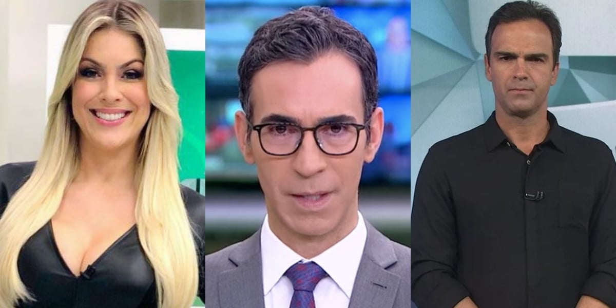 Renata Fan, César Tralli e Tadeu Schmidt (Reprodução) 