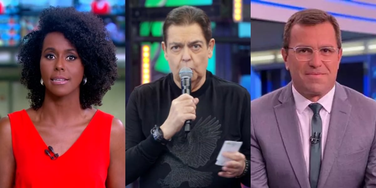 Maju Coutinho, Faustão e Rodrigo Bocardi (Reprodução)