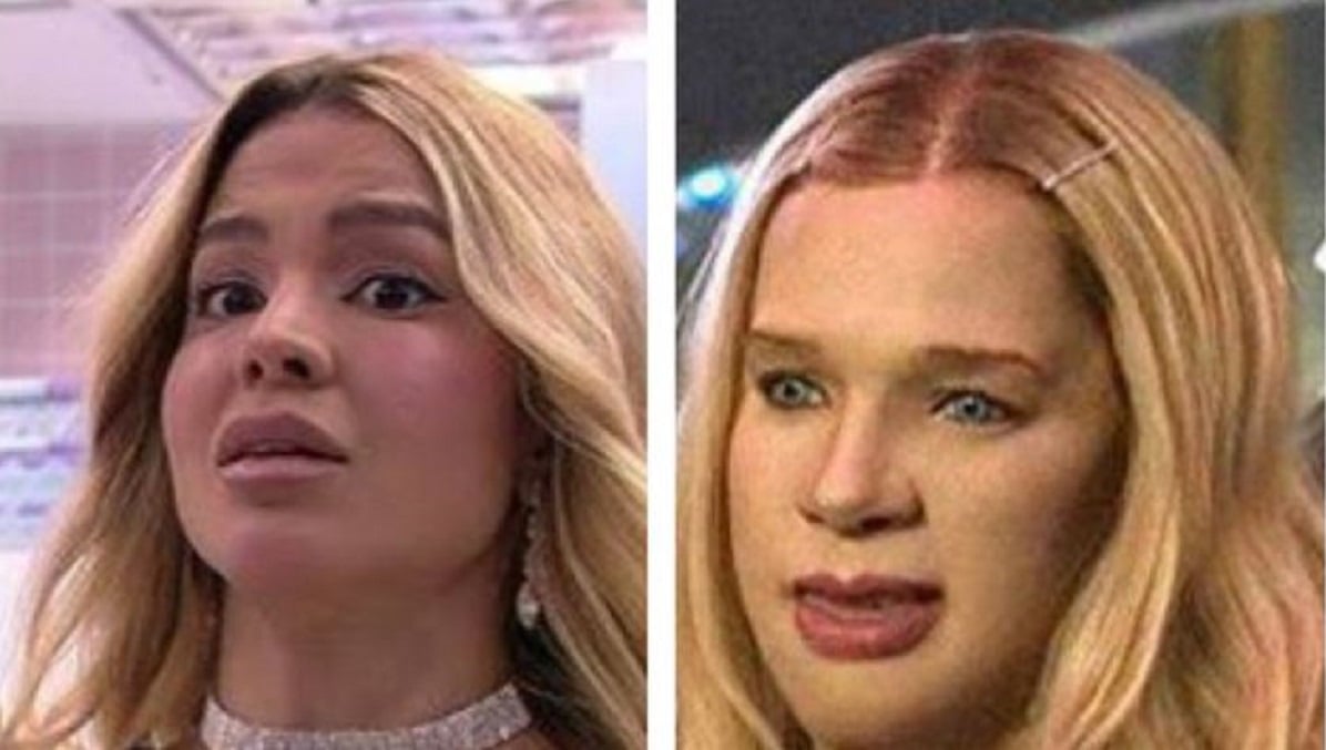Kerline no BBB21 e à direita personagem do filme As Branquelas (Foto: Reprodução)