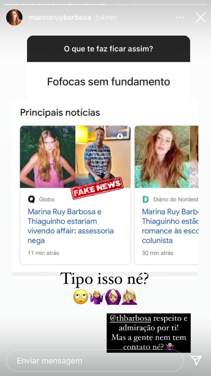 Marina expõe notícia de vez em rede social (Foto: Reprodução)