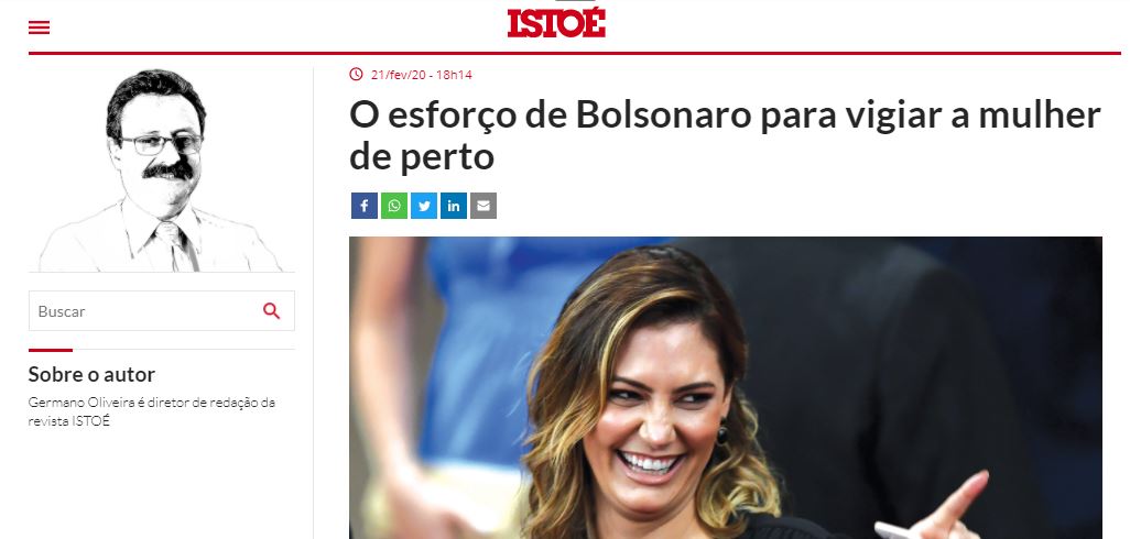 Michelle Bolsonaro se ofendeu com texto da Isto É (Foto: Reprodução)
