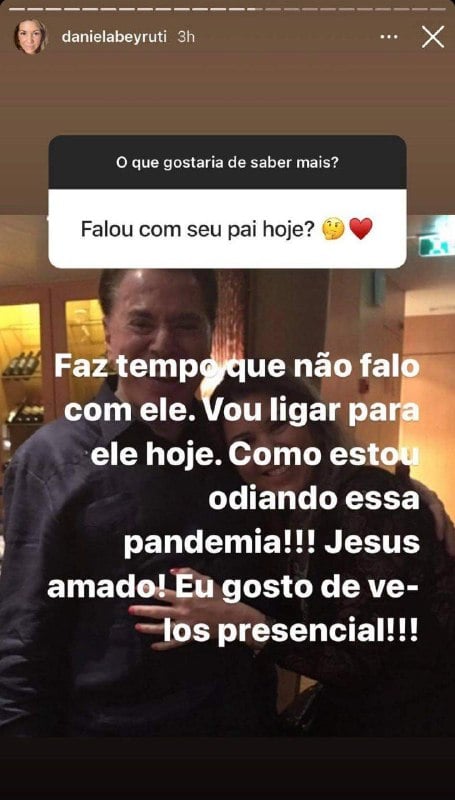 A herdeira do apresentador contou que sente saudades do empresário (Foto: Reprodução/ Instagram)