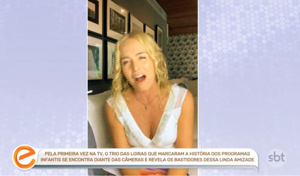 A conexão de Angélica com a internet acabou interferindo na entrevista (Foto: Reprodução)