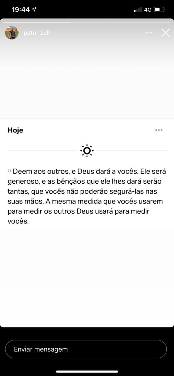 Pato voltou a mostrar sua fé 