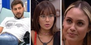Caio, Thais e Sarah no BBB21 (Imagem: Montagem/TV Foco)