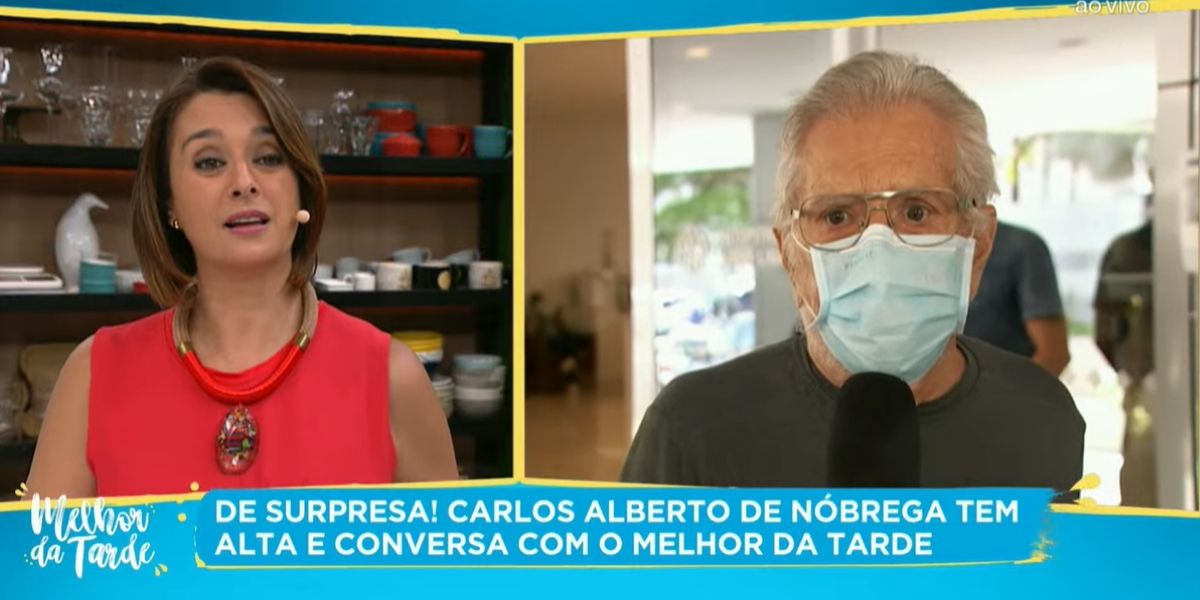 Carlos Alberto teve sua primeira aparição após a Covid-19 no programa de Catia Fonseca (Foto: Reprodução)