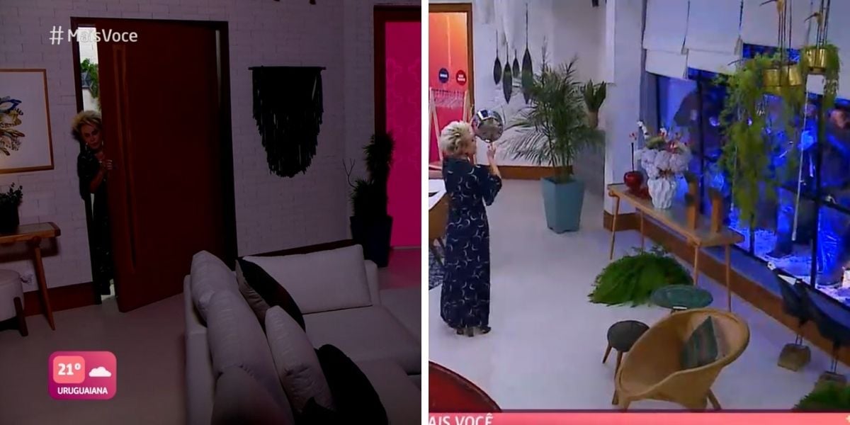 Ana Maria vendo o blackout e batendo panela no Mais Você (Foto: Reprodução)