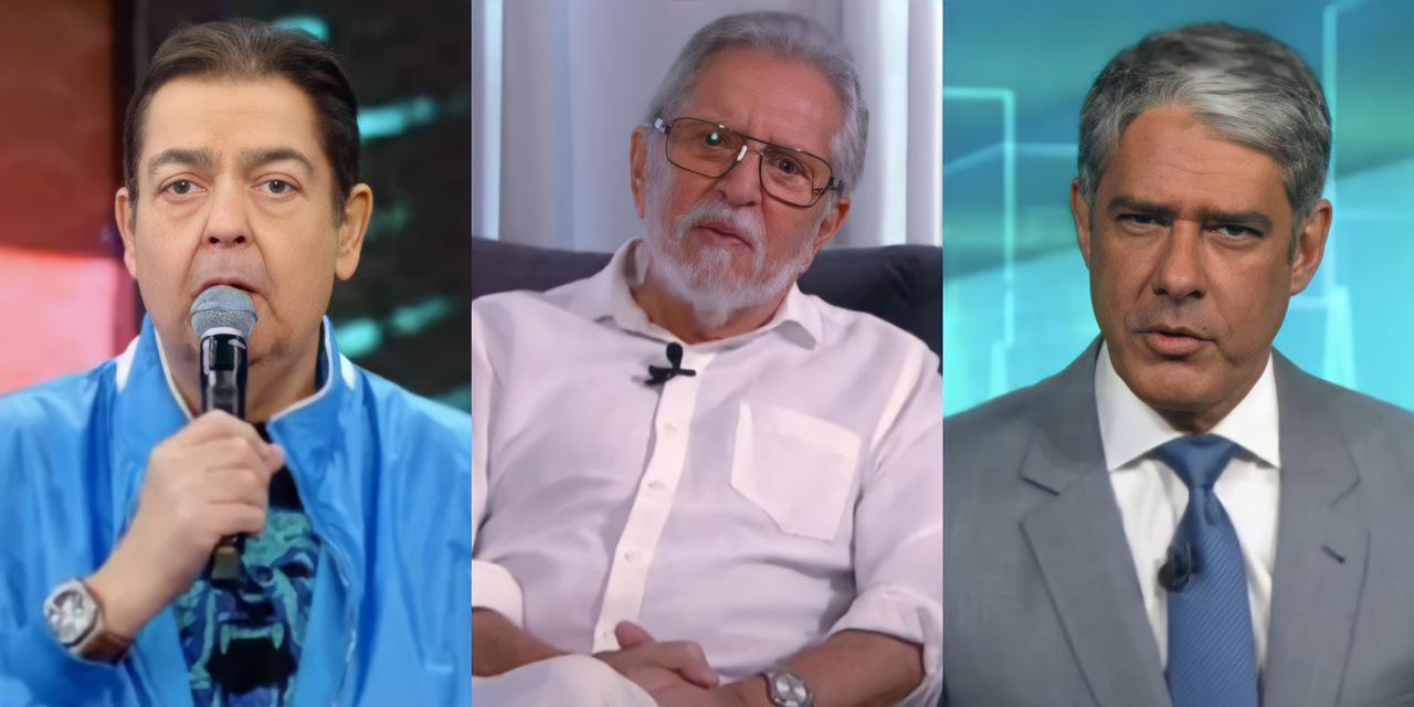 Faustão, Carlos Alberto e William Bonner (Reprodução) 