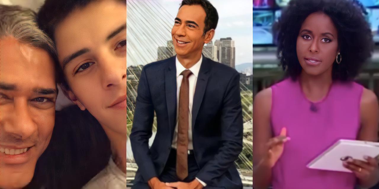 William Bonner e filho, César Tralli e Maju Coutinho (Reprodução)