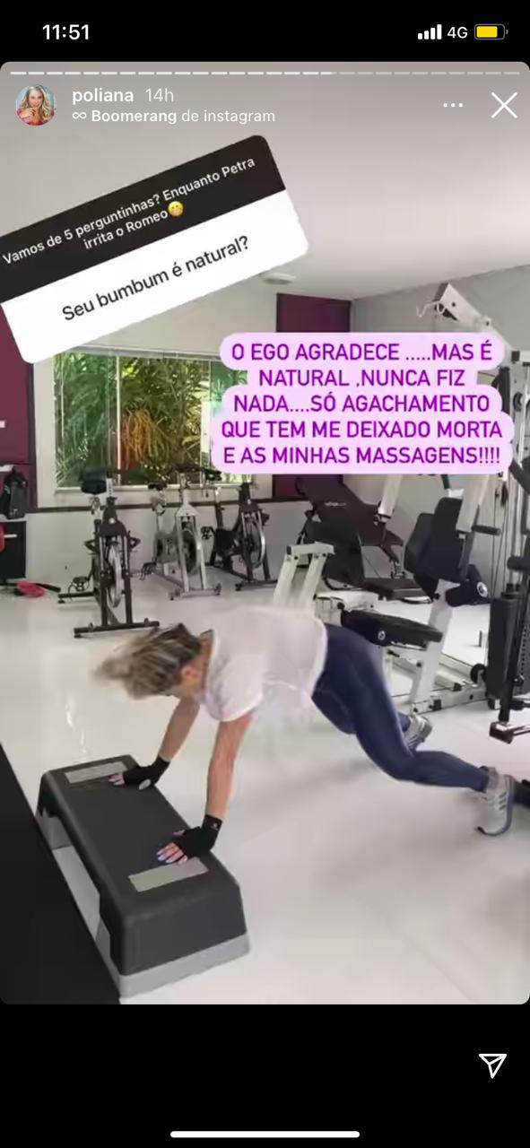 Poliana Rocha é flagrada fazendo exercícios em academia (Reprodução) 