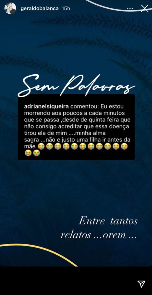 Geraldo Luís compartilhou relato devastador em seu Instagram (Foto: Reprodução) Geraldo Luís compartilhou relato devastador em seu Instagram (Foto: Reprodução)