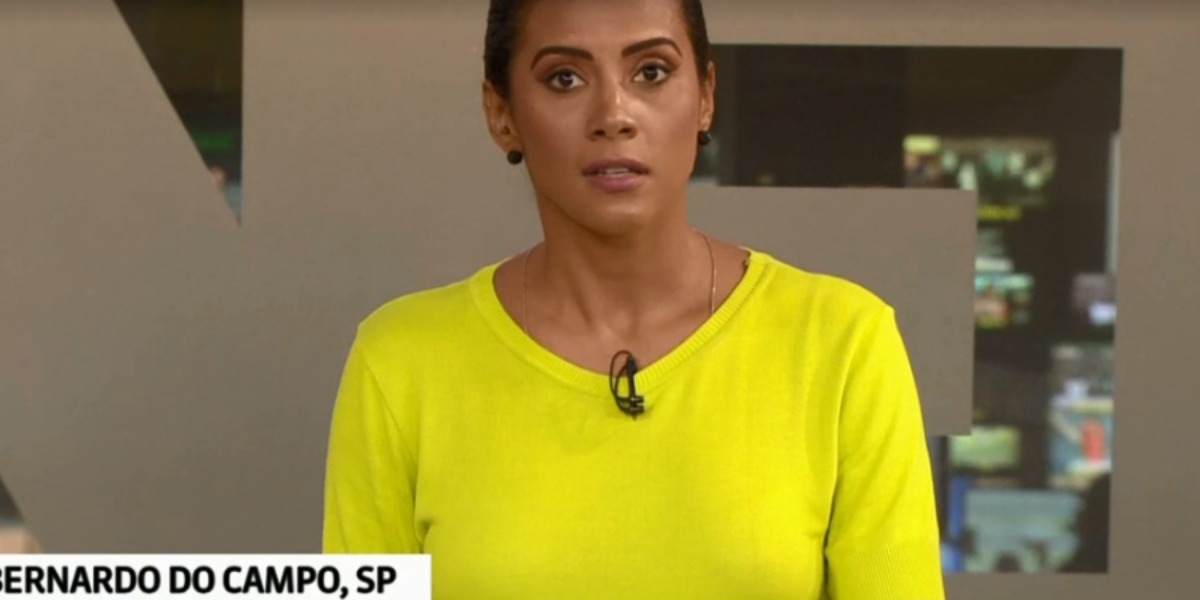 Aline Midlej lendo nota oficial da Globo após discurso do Lula (Foto: Reprodução)