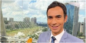 César Tralli usou as redes sociais para expor ao público que estava no Jornal Hoje (Foto: Reprodução)