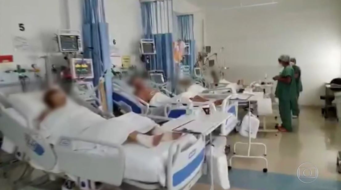 Leitos ocupados em São Paulo (Foto: Reprodução/TV Globo)