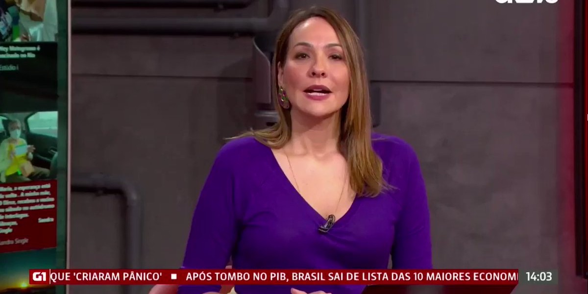 Maria Beltrão no comando do Estúdio I (Foto: Reprodução)