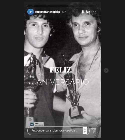 Roberto Carlos parabenizou Zico pelos 68 anos de idade (Foto: Reprodução/Instagram)