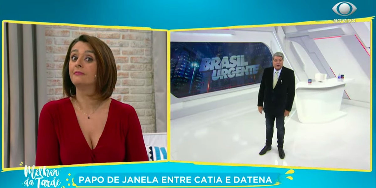 Catia Fonseca fez brincadeira sobre assombração de Datena ficar mais leve (Imagem: Reprodução) Catia Fonseca fez brincadeira sobre assombração de Datena ficar mais leve (Imagem: Reprodução)