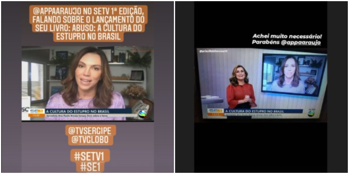 Ana Paula Araújo surgiu em telejornal fora do Bom Dia Brasil e chamou a atenção (Foto: Reprodução)